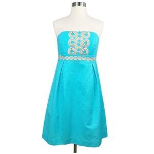 EUC Lilly Pulitzer Betsey Dress Wave Jacquard Dress Shorely Blue Sz. 4